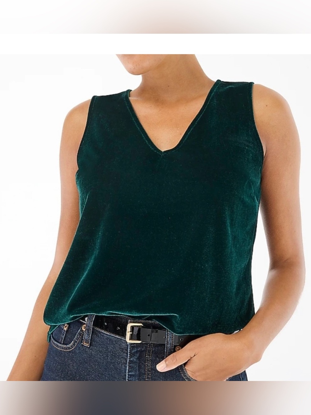 J. Crew Emerald Green Velvet V-Neck Sleeveless Cami